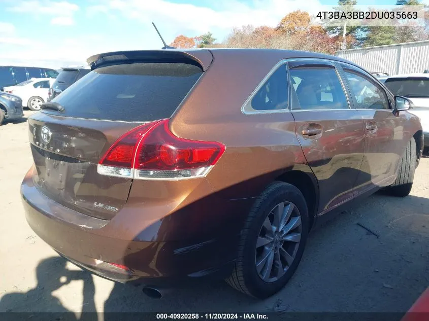 2013 Toyota Venza Le VIN: 4T3BA3BB2DU035663 Lot: 40920258