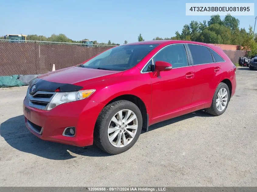 2014 Toyota Venza Le/Xle VIN: 4T3ZA3BB0EU081895 Lot: 12096988