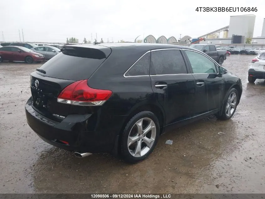 2014 Toyota Venza Le/Xle/Limited VIN: 4T3BK3BB6EU106846 Lot: 12098506