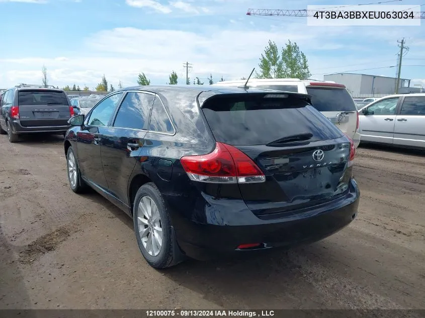 2014 Toyota Venza Le/Xle VIN: 4T3BA3BBXEU063034 Lot: 12100075