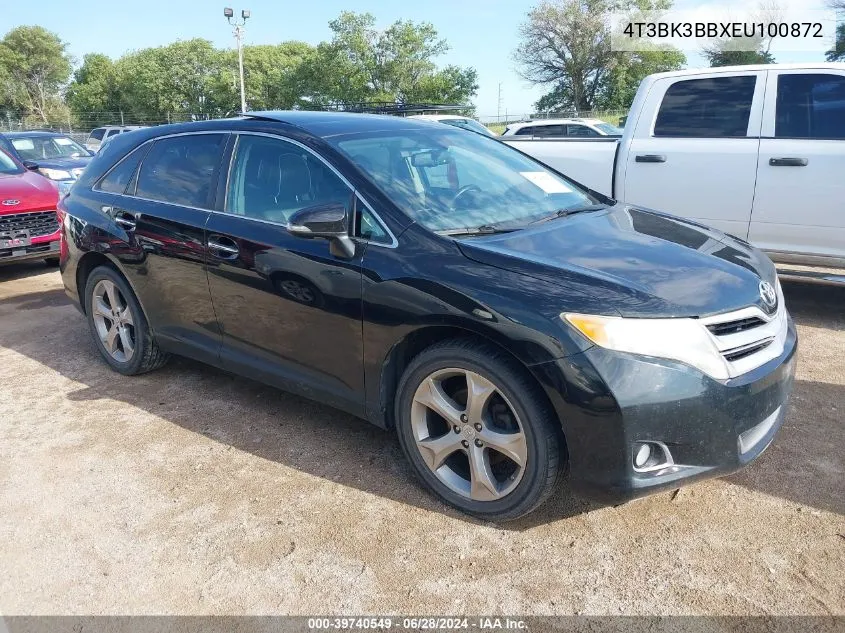 2014 Toyota Venza Xle V6 VIN: 4T3BK3BBXEU100872 Lot: 39740549