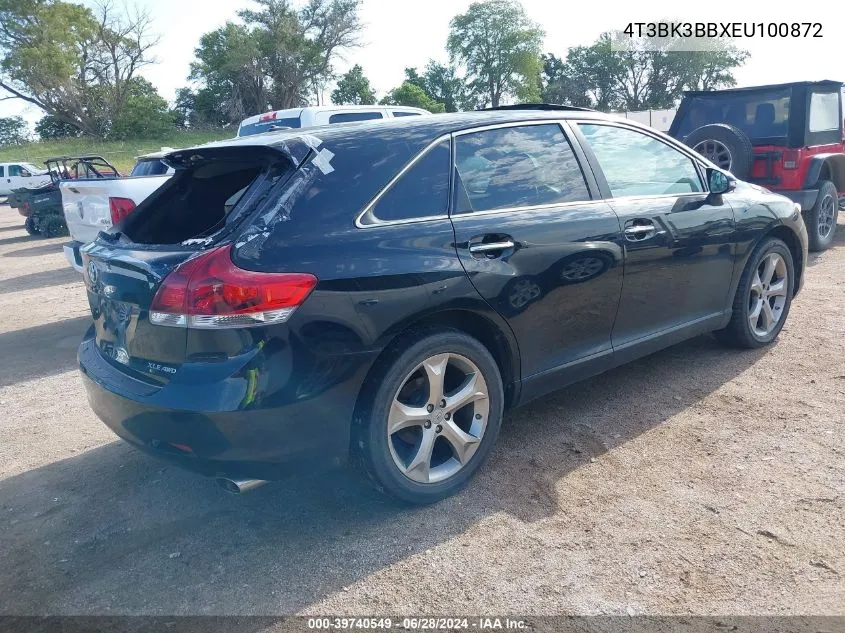 2014 Toyota Venza Xle V6 VIN: 4T3BK3BBXEU100872 Lot: 39740549