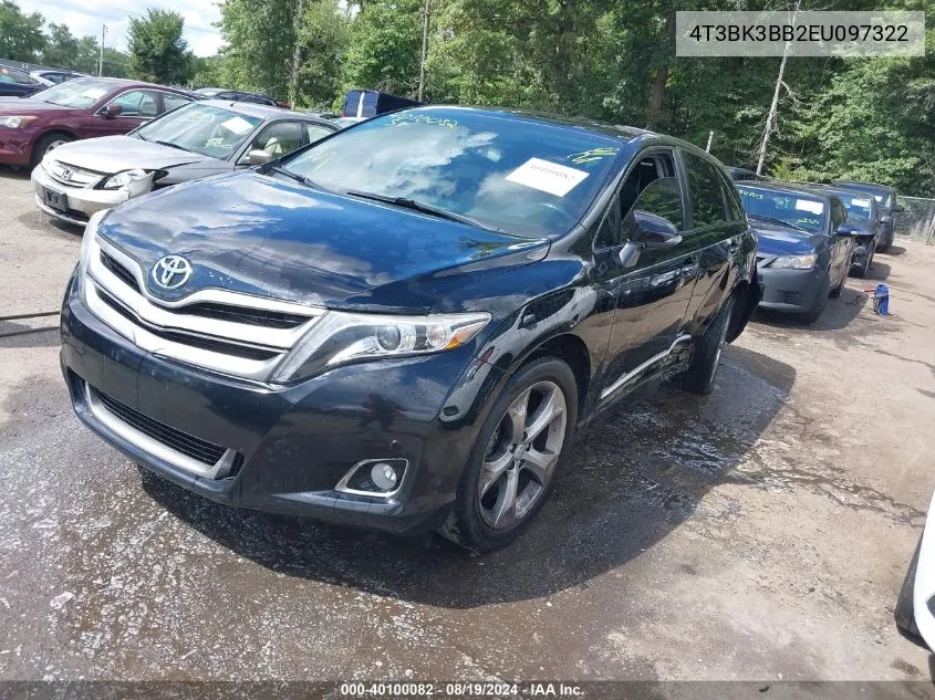 2014 Toyota Venza Limited V6 VIN: 4T3BK3BB2EU097322 Lot: 40100082