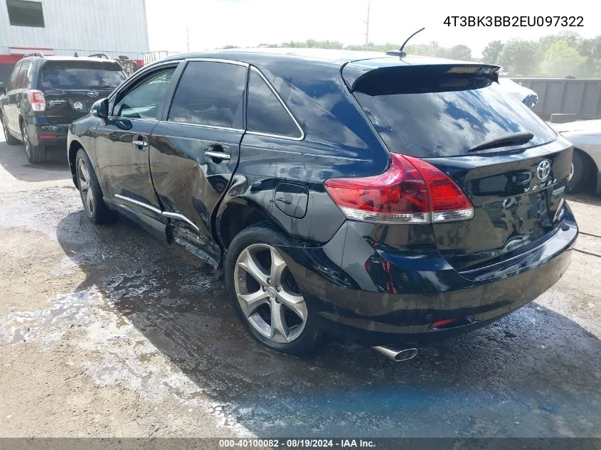 2014 Toyota Venza Limited V6 VIN: 4T3BK3BB2EU097322 Lot: 40100082