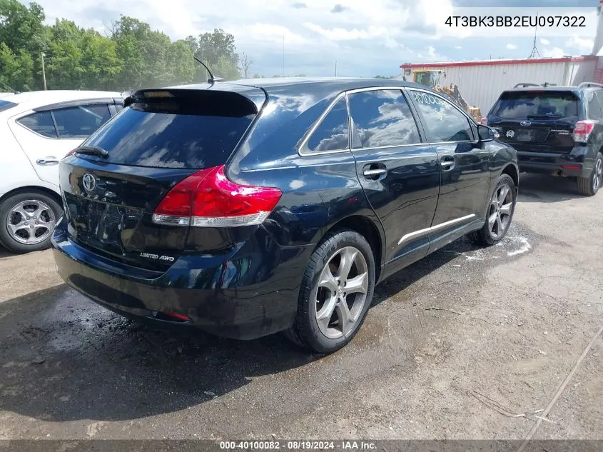 2014 Toyota Venza Limited V6 VIN: 4T3BK3BB2EU097322 Lot: 40100082