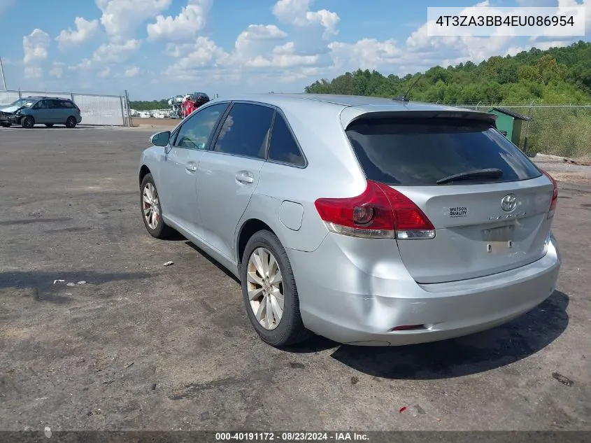 2014 Toyota Venza Le VIN: 4T3ZA3BB4EU086954 Lot: 40191172