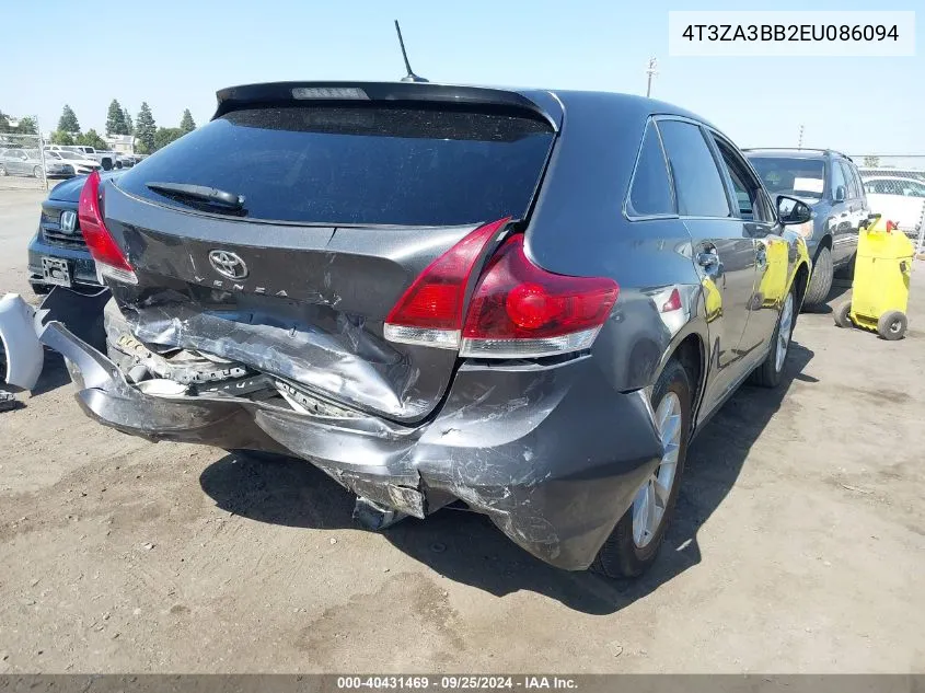 2014 Toyota Venza Le VIN: 4T3ZA3BB2EU086094 Lot: 40431469