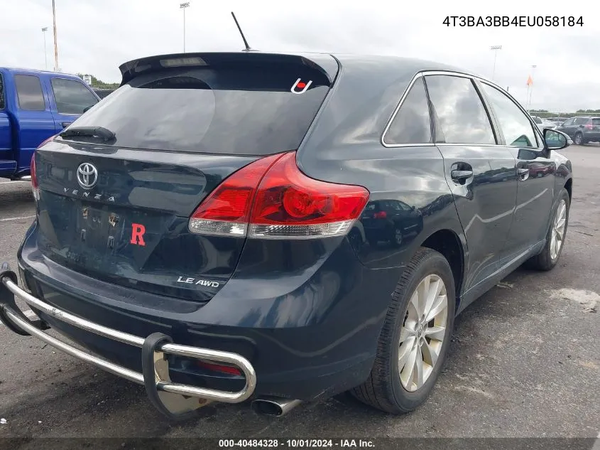 2014 Toyota Venza Le/Xle VIN: 4T3BA3BB4EU058184 Lot: 40484328