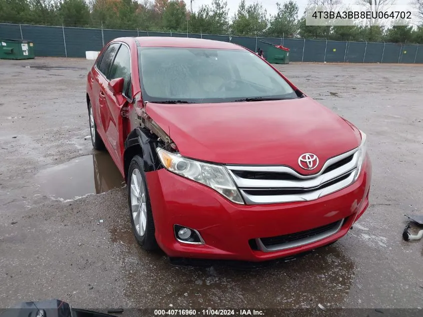 2014 Toyota Venza Le VIN: 4T3BA3BB8EU064702 Lot: 40716960