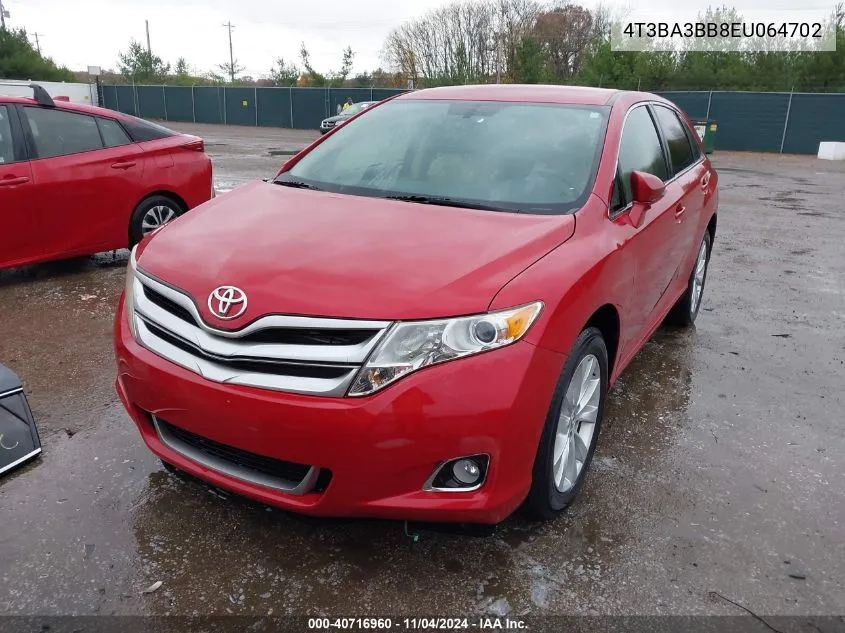 2014 Toyota Venza Le VIN: 4T3BA3BB8EU064702 Lot: 40716960