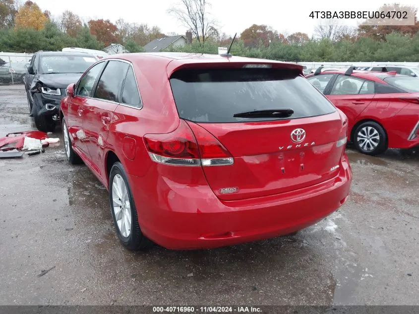 2014 Toyota Venza Le VIN: 4T3BA3BB8EU064702 Lot: 40716960