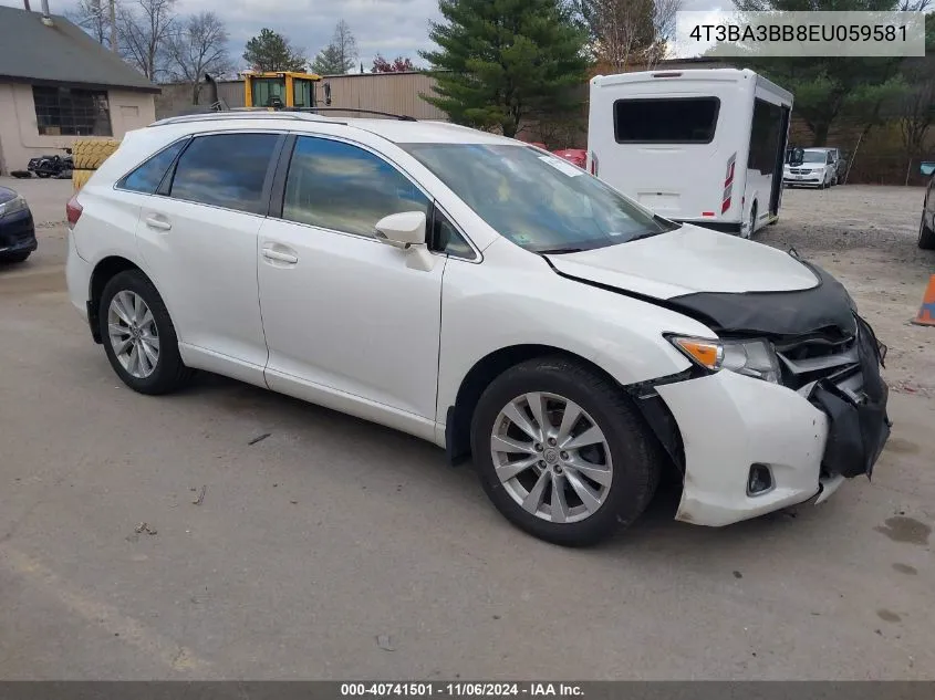 2014 Toyota Venza Le VIN: 4T3BA3BB8EU059581 Lot: 40741501