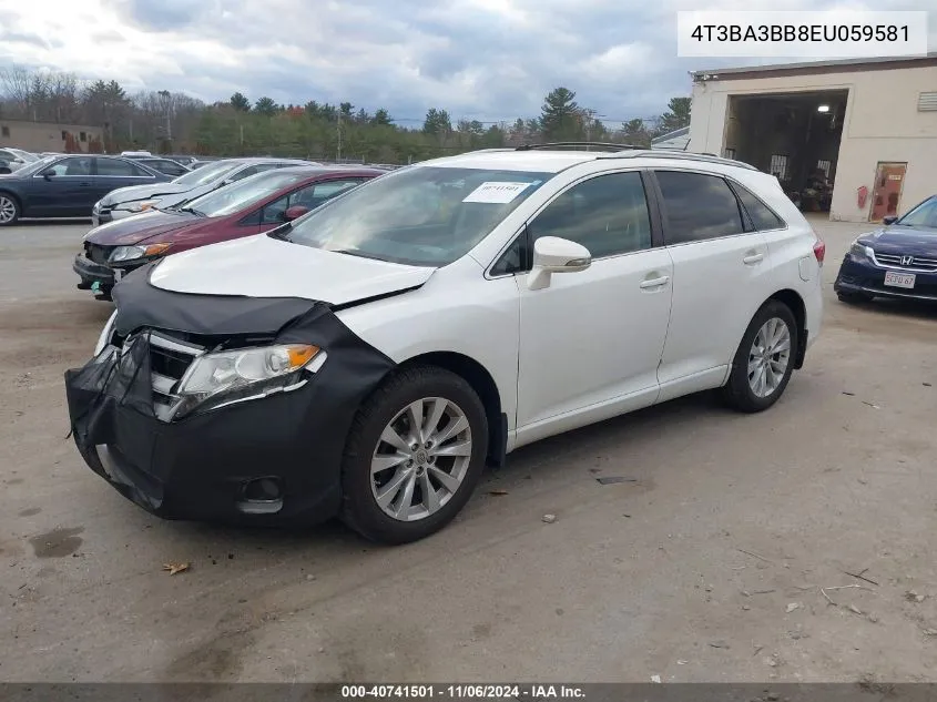 2014 Toyota Venza Le VIN: 4T3BA3BB8EU059581 Lot: 40741501