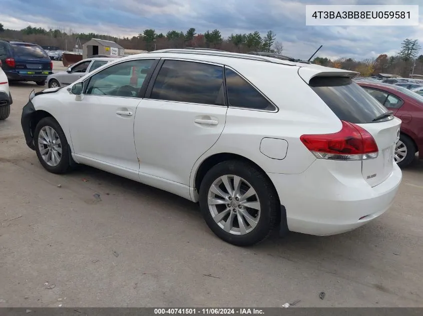 2014 Toyota Venza Le VIN: 4T3BA3BB8EU059581 Lot: 40741501