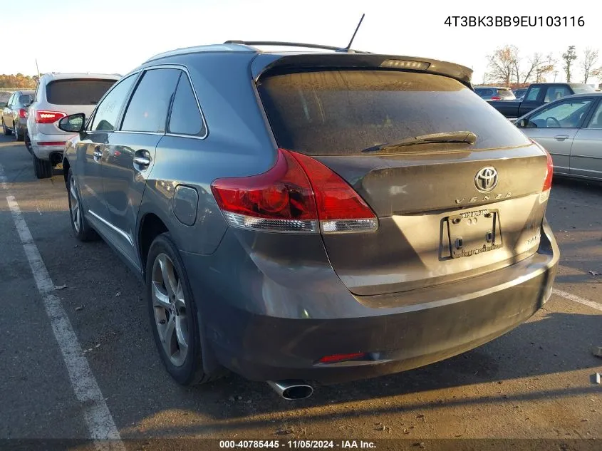 2014 Toyota Venza Xle V6 VIN: 4T3BK3BB9EU103116 Lot: 40785445