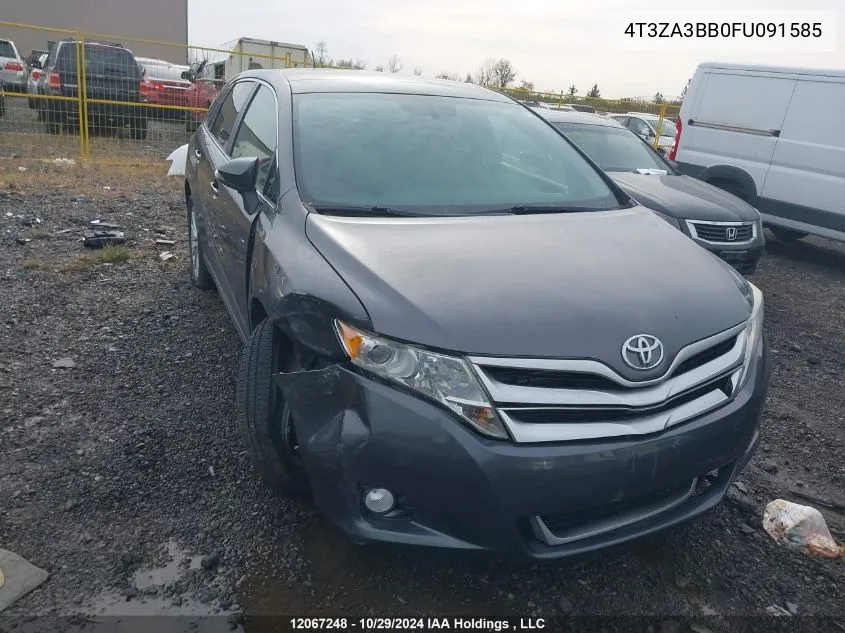 2015 Toyota Venza Le/Xle VIN: 4T3ZA3BB0FU091585 Lot: 12067248