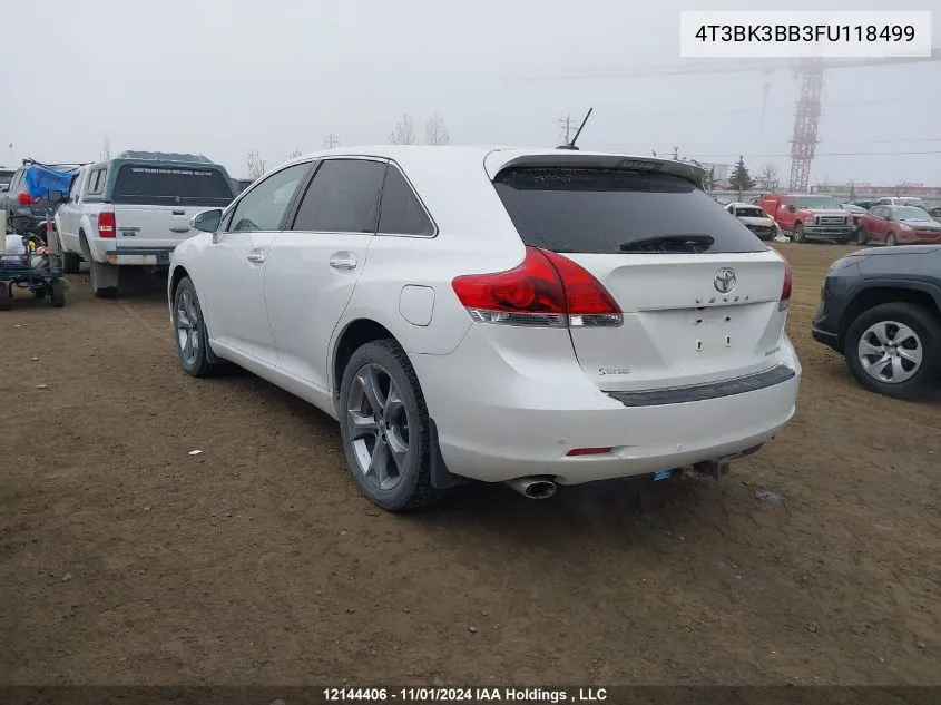 2015 Toyota Venza Le/Xle/Limited VIN: 4T3BK3BB3FU118499 Lot: 12144406