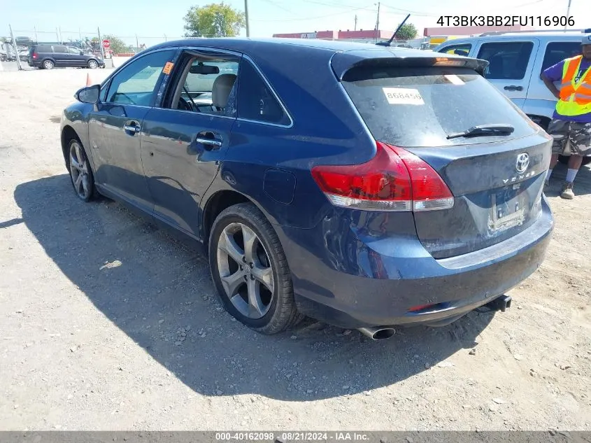 2015 Toyota Venza Limited V6 VIN: 4T3BK3BB2FU116906 Lot: 40162098