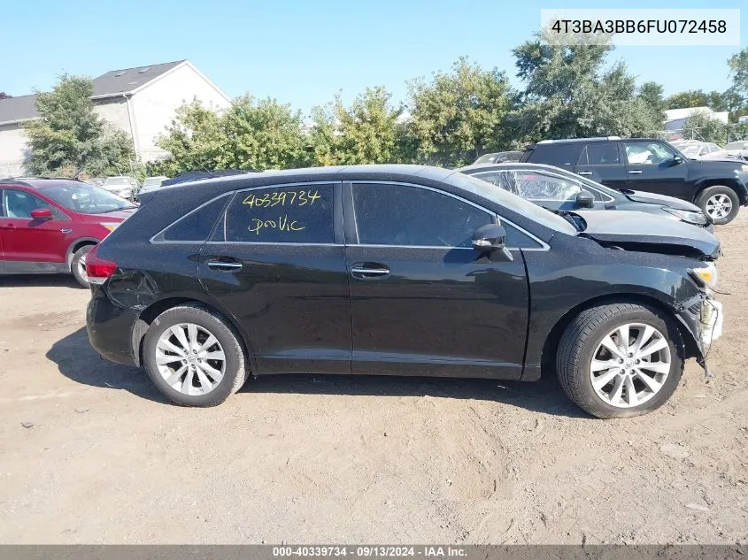 2015 Toyota Venza Le/Xle VIN: 4T3BA3BB6FU072458 Lot: 40339734