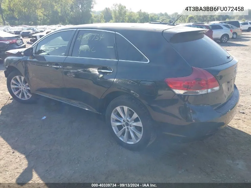 2015 Toyota Venza Le/Xle VIN: 4T3BA3BB6FU072458 Lot: 40339734