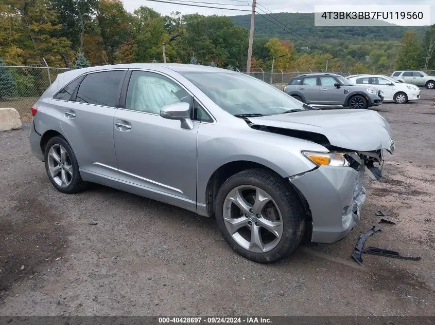 2015 Toyota Venza Xle V6 VIN: 4T3BK3BB7FU119560 Lot: 40428697