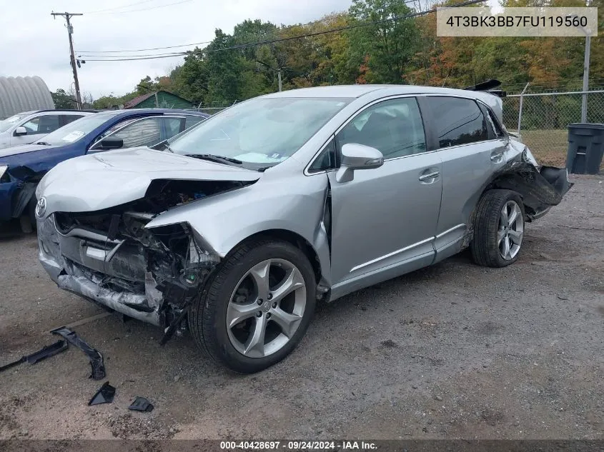 2015 Toyota Venza Xle V6 VIN: 4T3BK3BB7FU119560 Lot: 40428697