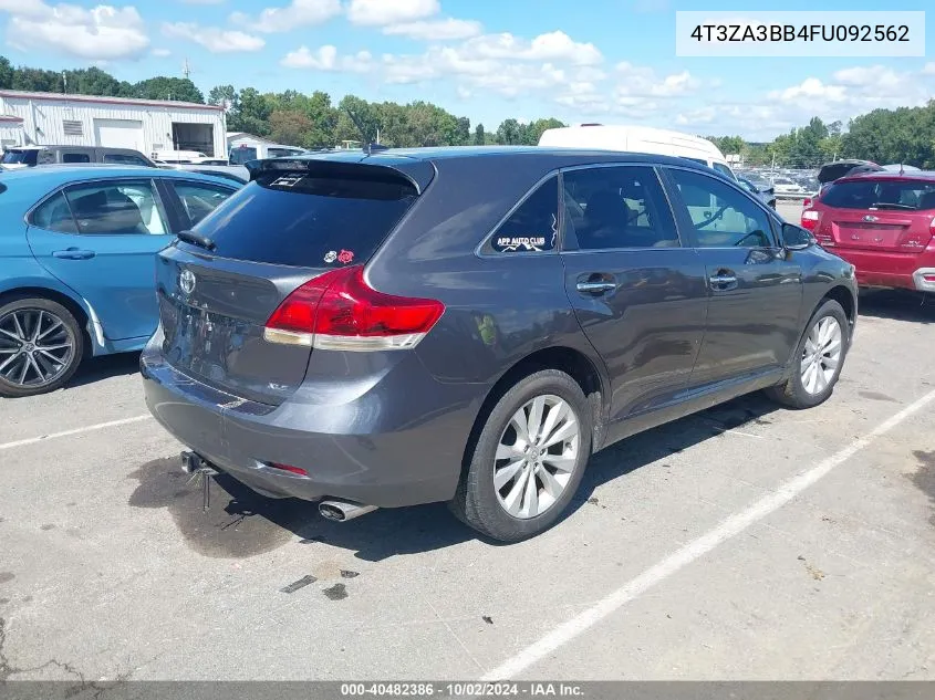 2015 Toyota Venza Xle VIN: 4T3ZA3BB4FU092562 Lot: 40482386