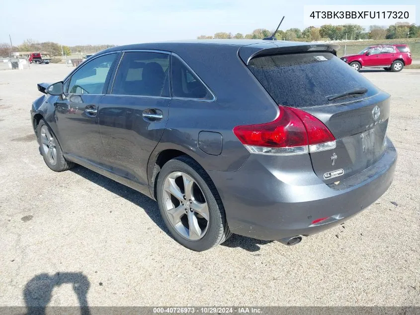 2015 Toyota Venza Limited V6 VIN: 4T3BK3BBXFU117320 Lot: 40726973