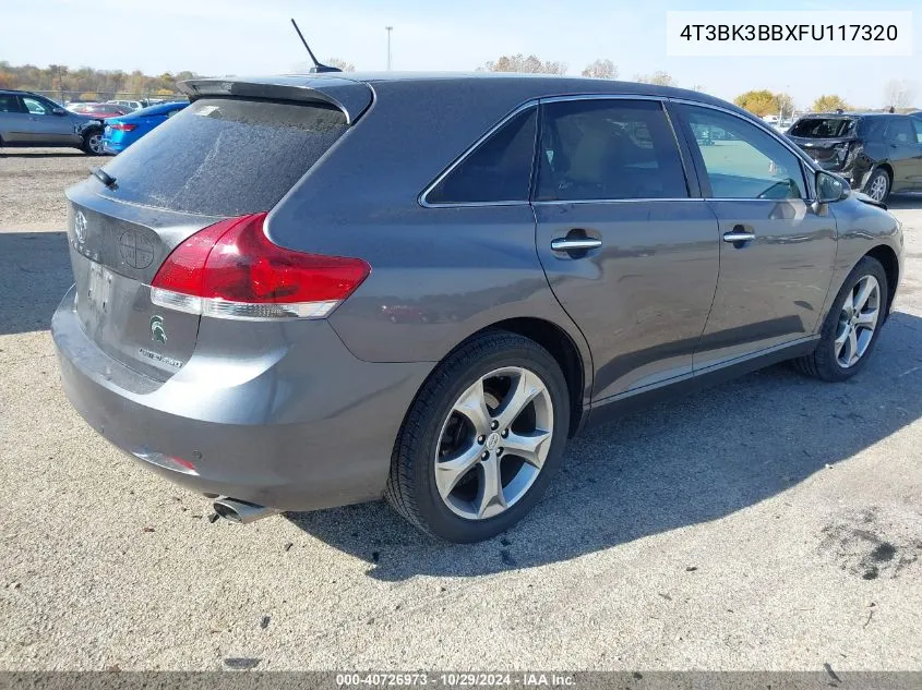 2015 Toyota Venza Limited V6 VIN: 4T3BK3BBXFU117320 Lot: 40726973