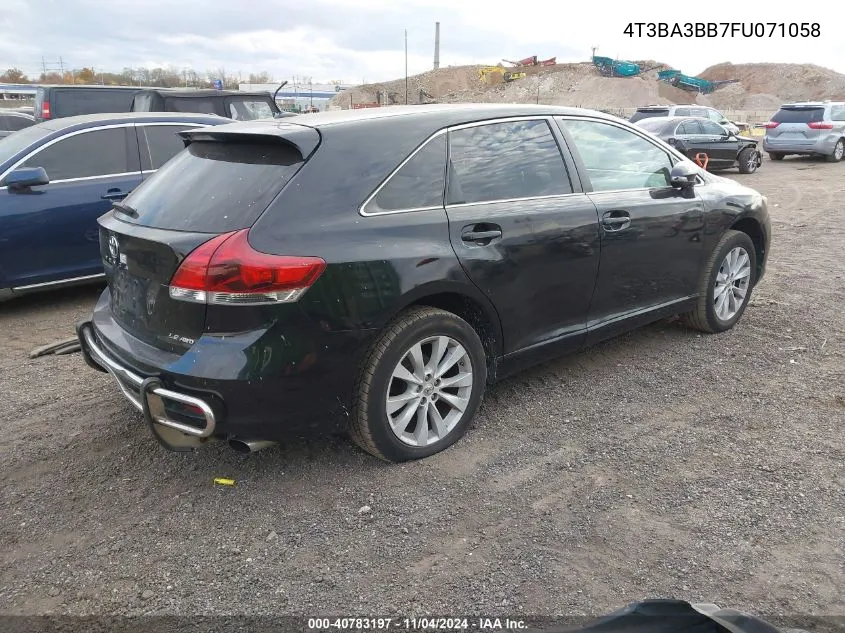 2015 Toyota Venza Le VIN: 4T3BA3BB7FU071058 Lot: 40783197