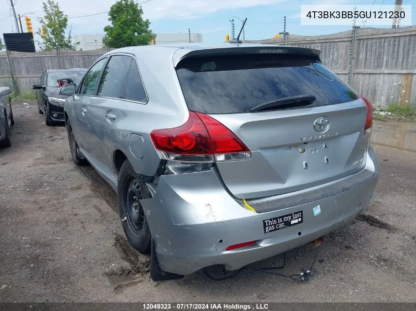 2016 Toyota Venza Base V6 VIN: 4T3BK3BB5GU121230 Lot: 12049323