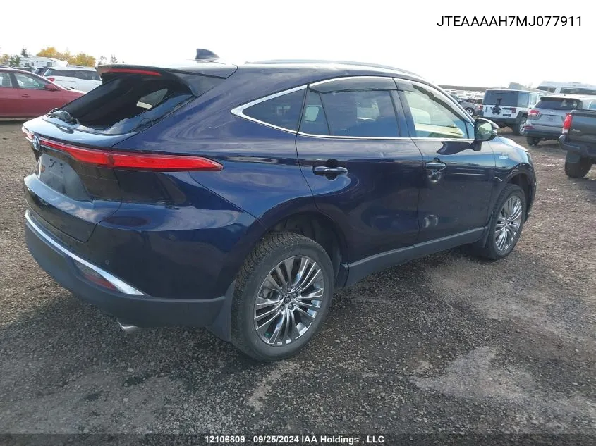 2021 Toyota Venza Le/Xle/Limited VIN: JTEAAAAH7MJ077911 Lot: 12106809