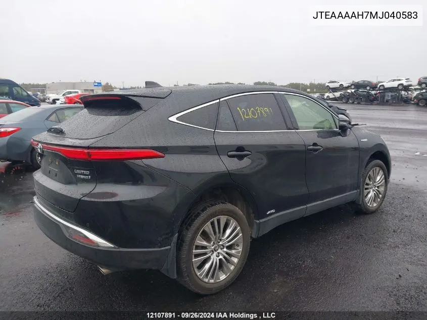 2021 Toyota Venza Le/Xle/Limited VIN: JTEAAAAH7MJ040583 Lot: 12107891