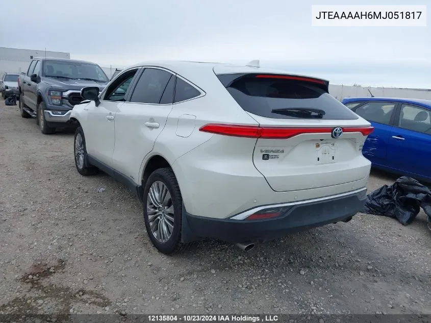 2021 Toyota Venza Limited VIN: JTEAAAAH6MJ051817 Lot: 12135804