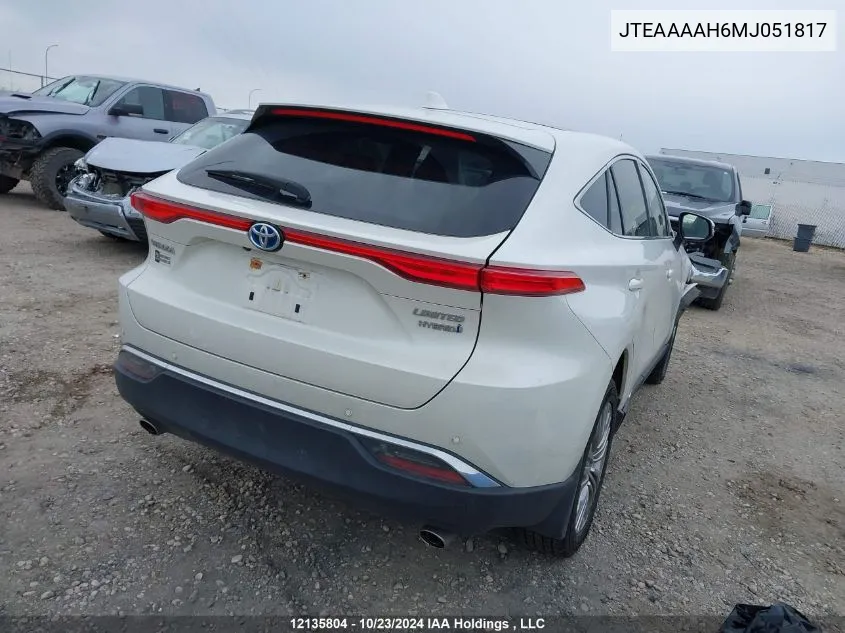 2021 Toyota Venza Limited VIN: JTEAAAAH6MJ051817 Lot: 12135804