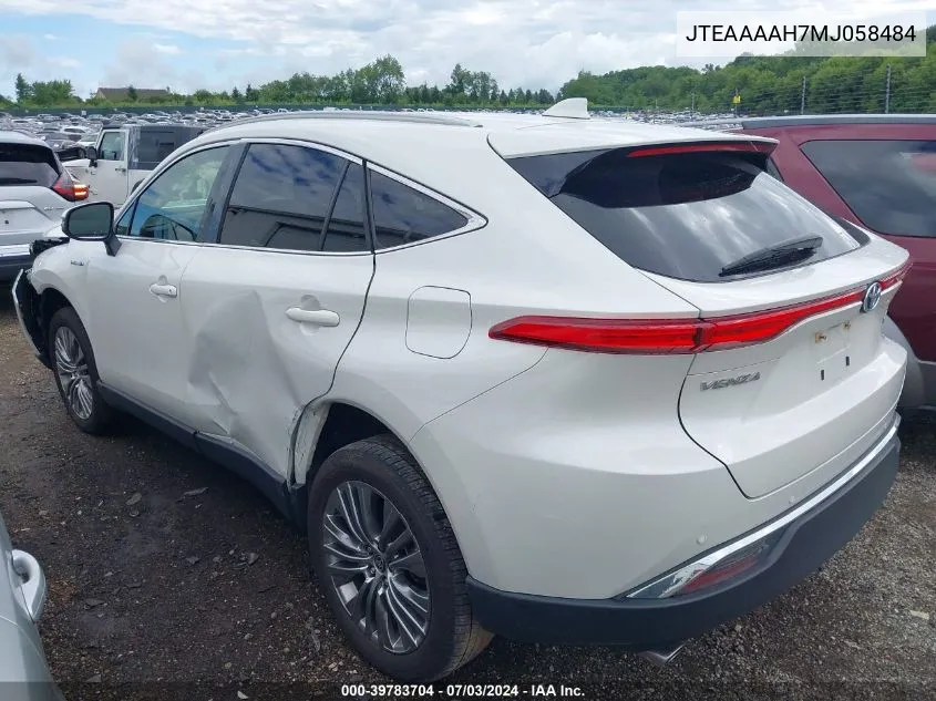 2021 Toyota Venza Xle VIN: JTEAAAAH7MJ058484 Lot: 39783704