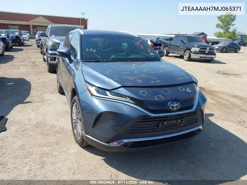 2021 Toyota Venza Xle VIN: JTEAAAAH7MJ065371 Lot: 39824629