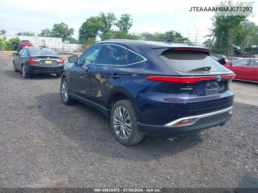 2021 Toyota Venza Xle VIN: JTEAAAAH8MJ071292 Lot: 39830472