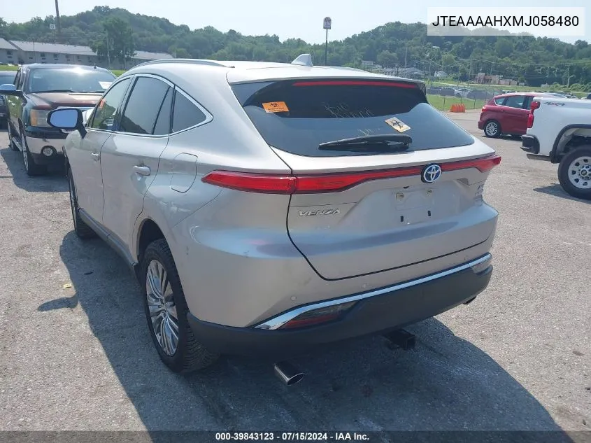 2021 Toyota Venza Xle VIN: JTEAAAAHXMJ058480 Lot: 39843123