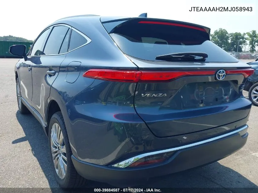 2021 Toyota Venza Xle VIN: JTEAAAAH2MJ058943 Lot: 39884587