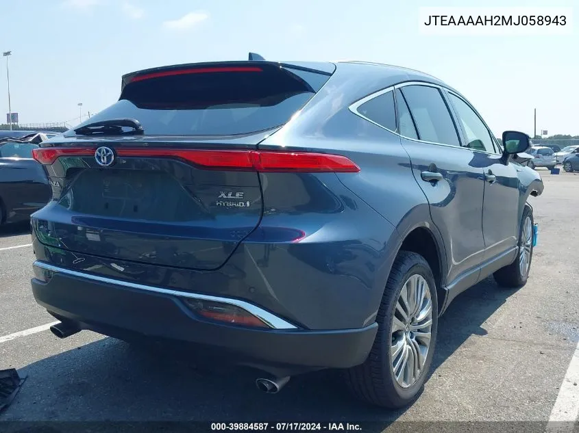 2021 Toyota Venza Xle VIN: JTEAAAAH2MJ058943 Lot: 39884587