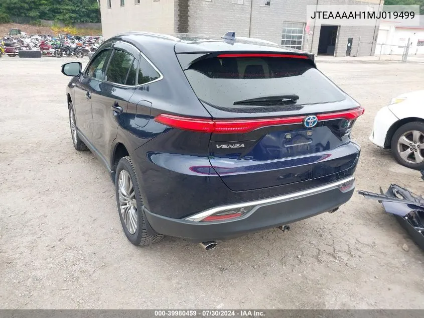 2021 Toyota Venza Xle VIN: JTEAAAAH1MJ019499 Lot: 39980459