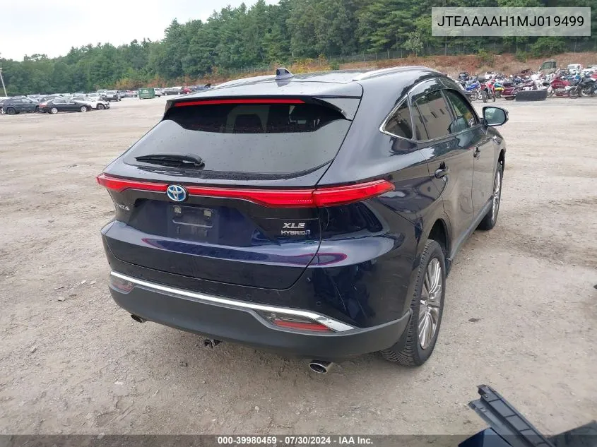 2021 Toyota Venza Xle VIN: JTEAAAAH1MJ019499 Lot: 39980459