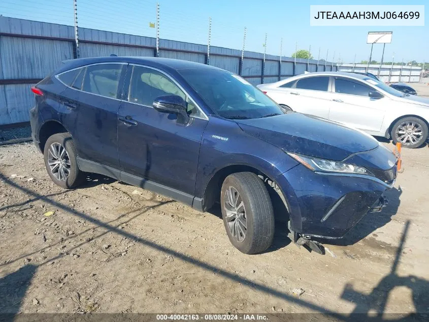 2021 Toyota Venza Le VIN: JTEAAAAH3MJ064699 Lot: 40042163