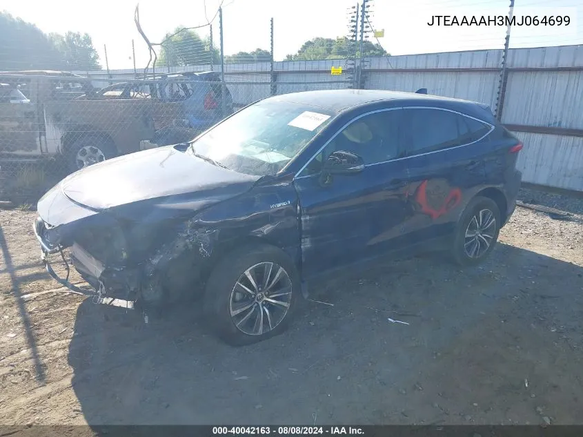 2021 Toyota Venza Le VIN: JTEAAAAH3MJ064699 Lot: 40042163