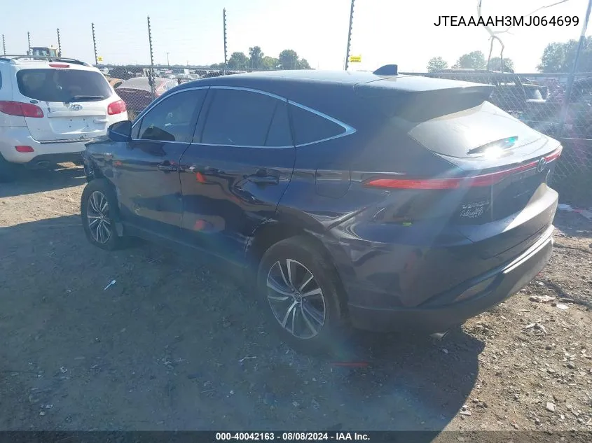 2021 Toyota Venza Le VIN: JTEAAAAH3MJ064699 Lot: 40042163