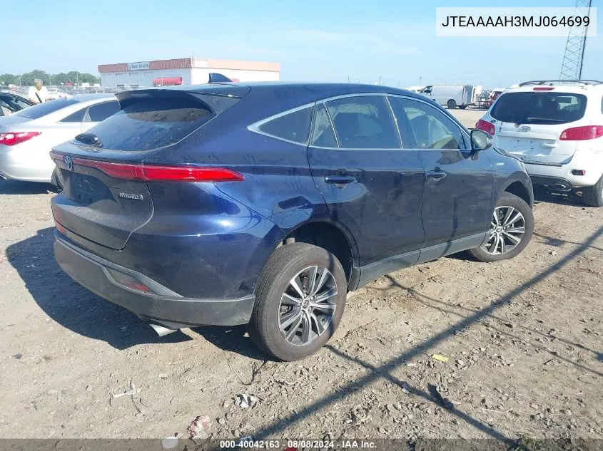 2021 Toyota Venza Le VIN: JTEAAAAH3MJ064699 Lot: 40042163