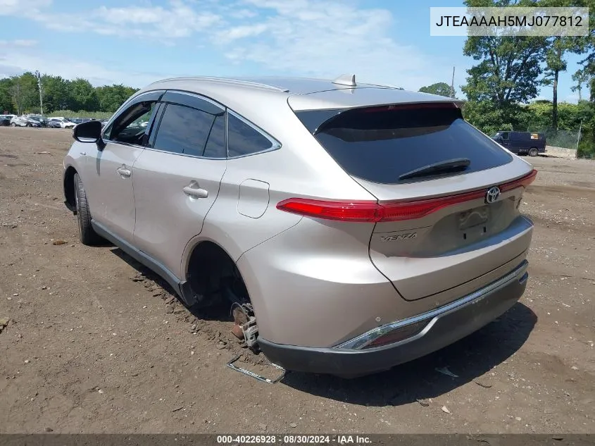 2021 Toyota Venza Xle VIN: JTEAAAAH5MJ077812 Lot: 40226928