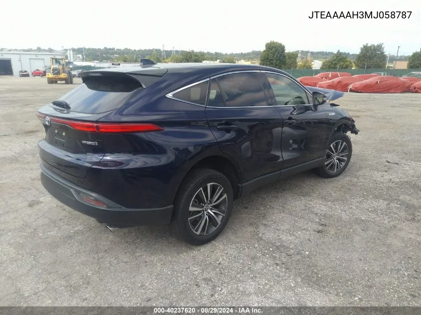 2021 Toyota Venza Le VIN: JTEAAAAH3MJ058787 Lot: 40237620