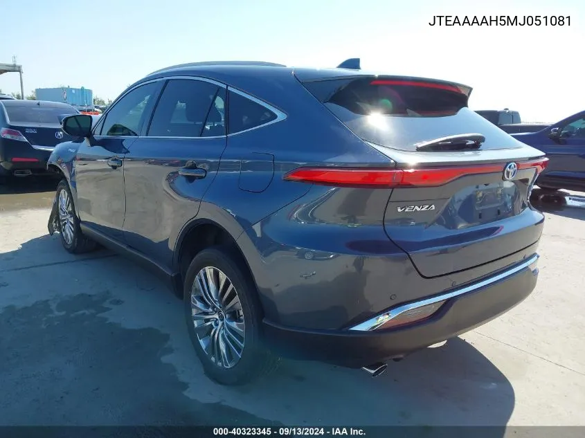 2021 Toyota Venza Limited VIN: JTEAAAAH5MJ051081 Lot: 40323345